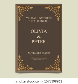 Ornamental wedding invitation template vector.