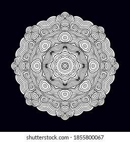 Rosette del vector calígrtrófico blanco ornamental, mandala sobre fondo oscuro