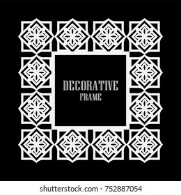 Ornamental white vintage frame with place for text. Template for design. Vector illustration