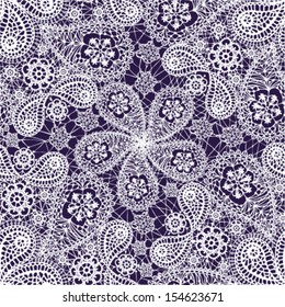 Ornamental winter seamless lace pattern with snowflakes and cucumbers