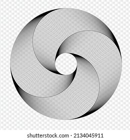 Trabajo ornamental, forma redonda, alternando negro y blanco, formando un patrón con curvas alineadas.