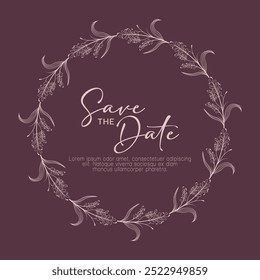 Ornamental wreath save the date wedding invitation