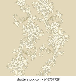 Ornamental-floral vector border pattern on beige background