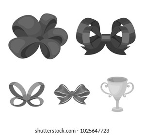 Ornamentals, frippery, finery and other web icon in monochrome style.Bow, ribbon, decoration, icons in set collection.