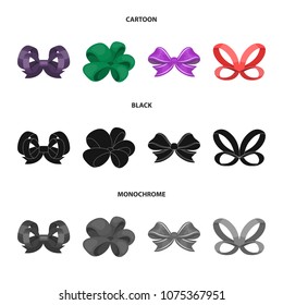 Ornamentals, frippery, finery and other web icon in cartoon,black,monochrome style.Bow, ribbon, decoration, icons in set collection.