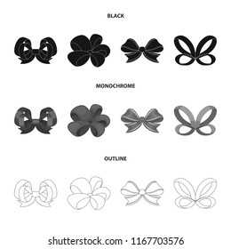 Ornamentals, frippery, finery and other web icon in black,monochrome,outline style.Bow, ribbon, decoration, icons in set collection.