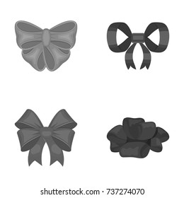 Ornamentals, frippery, finery and other web icon in monochrome style.Bow, ribbon, decoration, icons in set collection.