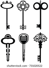 Ornamentalvintage keys with intricate forging