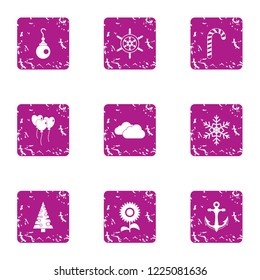 Ornamentation icons set. Grunge set of 9 ornamentation vector icons for web isolated on white background