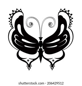 Ornamented abstract silhouette butterfly