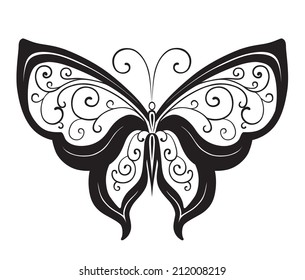 Ornamented abstract silhouette butterfly