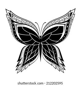 Ornamented abstract silhouette butterfly