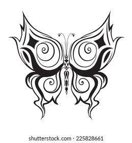 Ornamented abstract silhouette butterfly