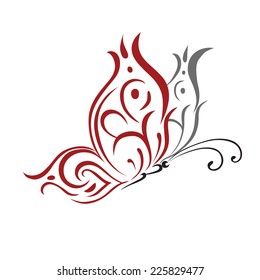Ornamented abstract silhouette butterfly