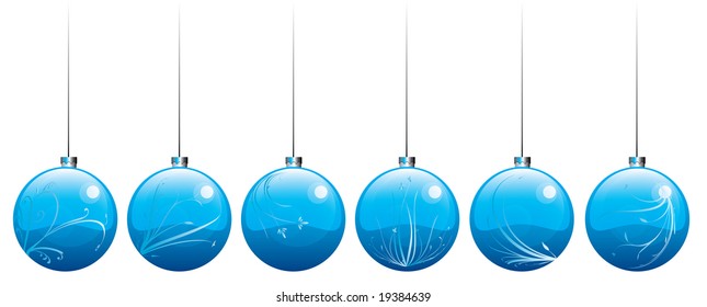 Ornamented Christmas balls over white isolated over white - vector illustration