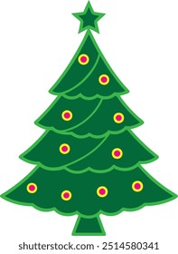 Árbol de Navidad adornado Festiva Vector Diseño