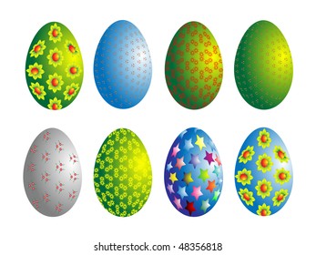 The ornamented eggs on pure background