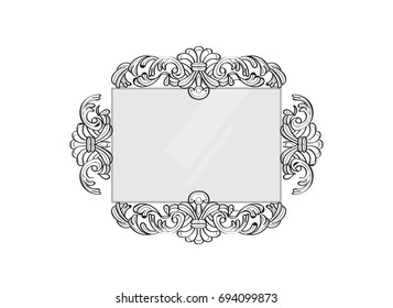 Ornamented mirror or photo frame. Vector background soft