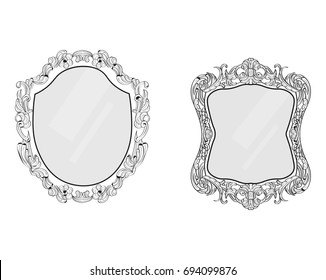 Ornamented mirror or photo frame. Vector backgrounds