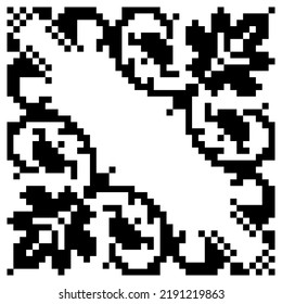 Ornamented plant Cross stitch Retro pattern. Vector illustration. Pixel art illustration