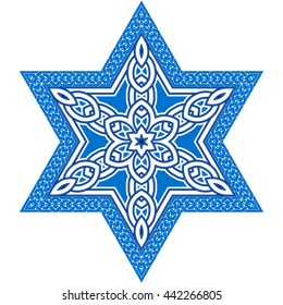 Ornamented Star of David isolated