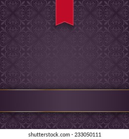 Ornaments with banner on the purple background. Eps 10 vector file.