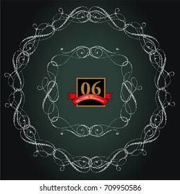 Ornaments (black background) as drawn on chalk on blackboard, vector data