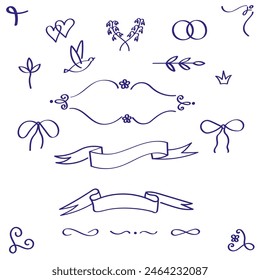 Ornaments border elements classic style hand drawn sketch vector illustration. Frame and dividers for invitations, wedding decor, menu, monogram, paper, print. Doodle design elements for print, paper