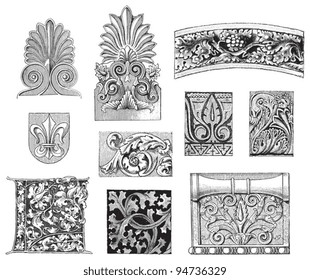 Ornaments collection / vintage illustrations from Meyers Konversations-Lexikon 1897