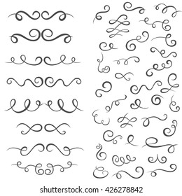 ornaments design, hand drawn elements decorations, invitations wedding cards, vector illustration, collection set