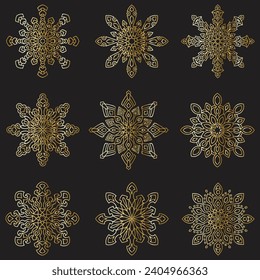 ornaments design set golden colour decoration