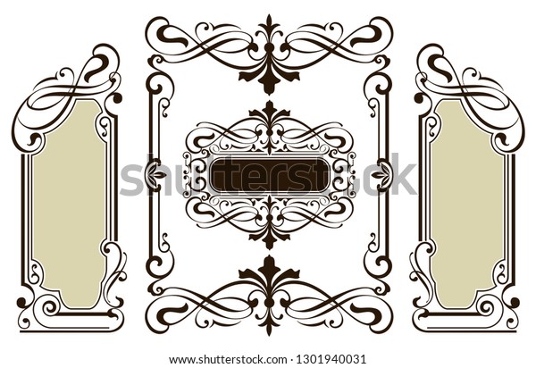 Ornaments elements\
floral retro corners frames borders stickers art deco design\
illustration white\
background