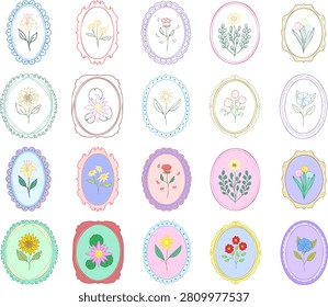 Ornaments in frame flower hand drawn vintage styls