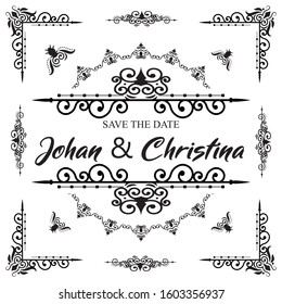 Ornaments frames Separator elements for Classic Vintage Wedding Invitation