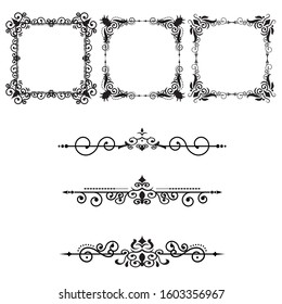 Ornaments frames Separator elements for Classic Vintage Wedding Invitation