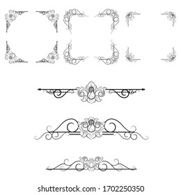 Ornaments frames Separator elements for Classic Vintage Wedding Invitation