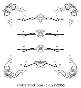 Ornaments frames Separator elements for Classic Vintage Wedding Invitation