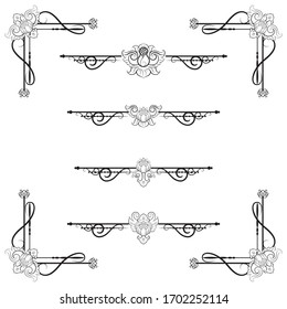 Ornaments frames Separator elements for Classic Vintage Wedding Invitation