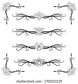 Ornaments frames Separator elements for Classic Vintage Wedding Invitation
