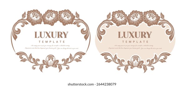 Ornaments, Golden outline vintage frame for invitations and greeting cards, Elegant vector.