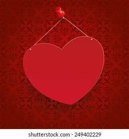 Ornaments with heart on the red background. Eps 10 vector file.