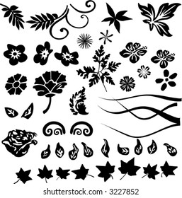 ornaments, leafs, flowers - vector