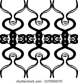Ornaments from monograms. In retro style. Black and white vector illustration.