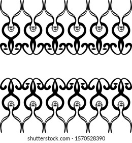 Ornaments from monograms. In retro style. Black and white vector illustration.