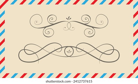 Ornaments on air mail envelope - vector design