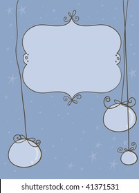 Ornaments on a string christmas background with text area