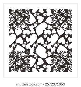 Ornaments or patterns composed of heart symbol  , monochromatic for graphic sources, decorations backgrounds