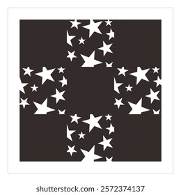 Ornaments or patterns composed of star shapes, monochromatic for graphic sources, decorations and backgrounds