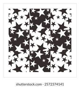 Ornaments or patterns composed of star shapes, monochromatic for graphic sources, decorations and backgrounds