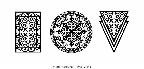 Ornaments and patterns of the Kyrgyz people, flat vector